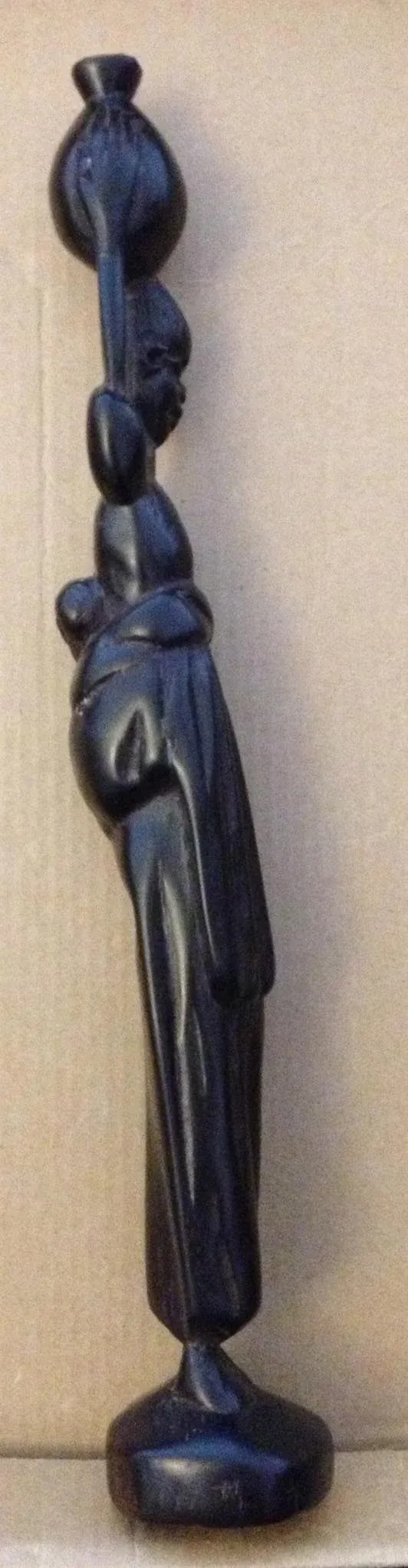 Vintage 1960s Hand Carved Mahogany Wood Carving African Wooden Mother Woman Figure Folk Art Figurine - 3