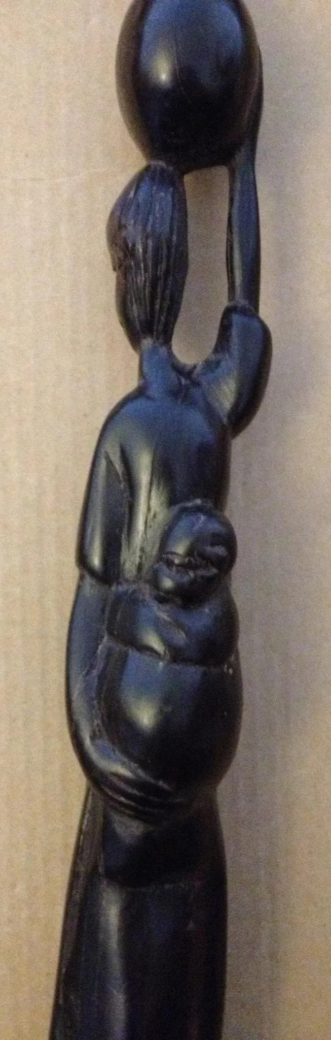 Vintage 1960s Hand Carved Mahogany Wood Carving African Wooden Mother Woman Figure Folk Art Figurine - 4