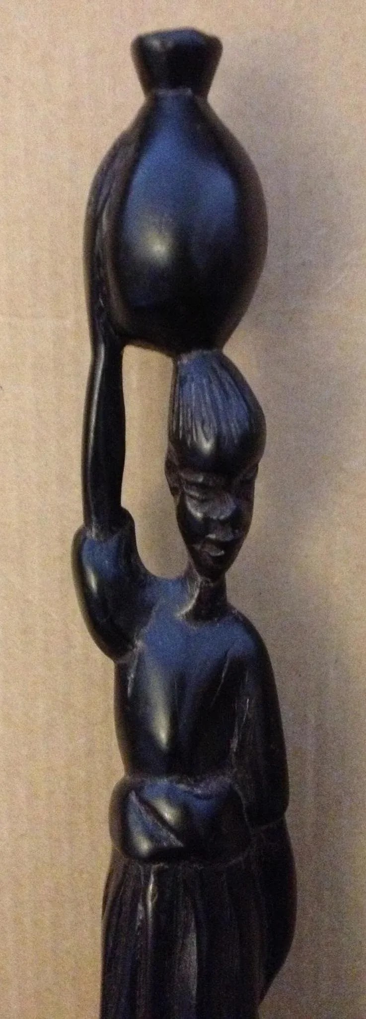 Vintage 1960s Hand Carved Mahogany Wood Carving African Wooden Mother Woman Figure Folk Art Figurine - 5