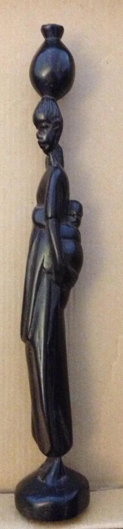Vintage 1960s Hand Carved Mahogany Wood Carving African Wooden Mother Woman Figure Folk Art Figurine - 6