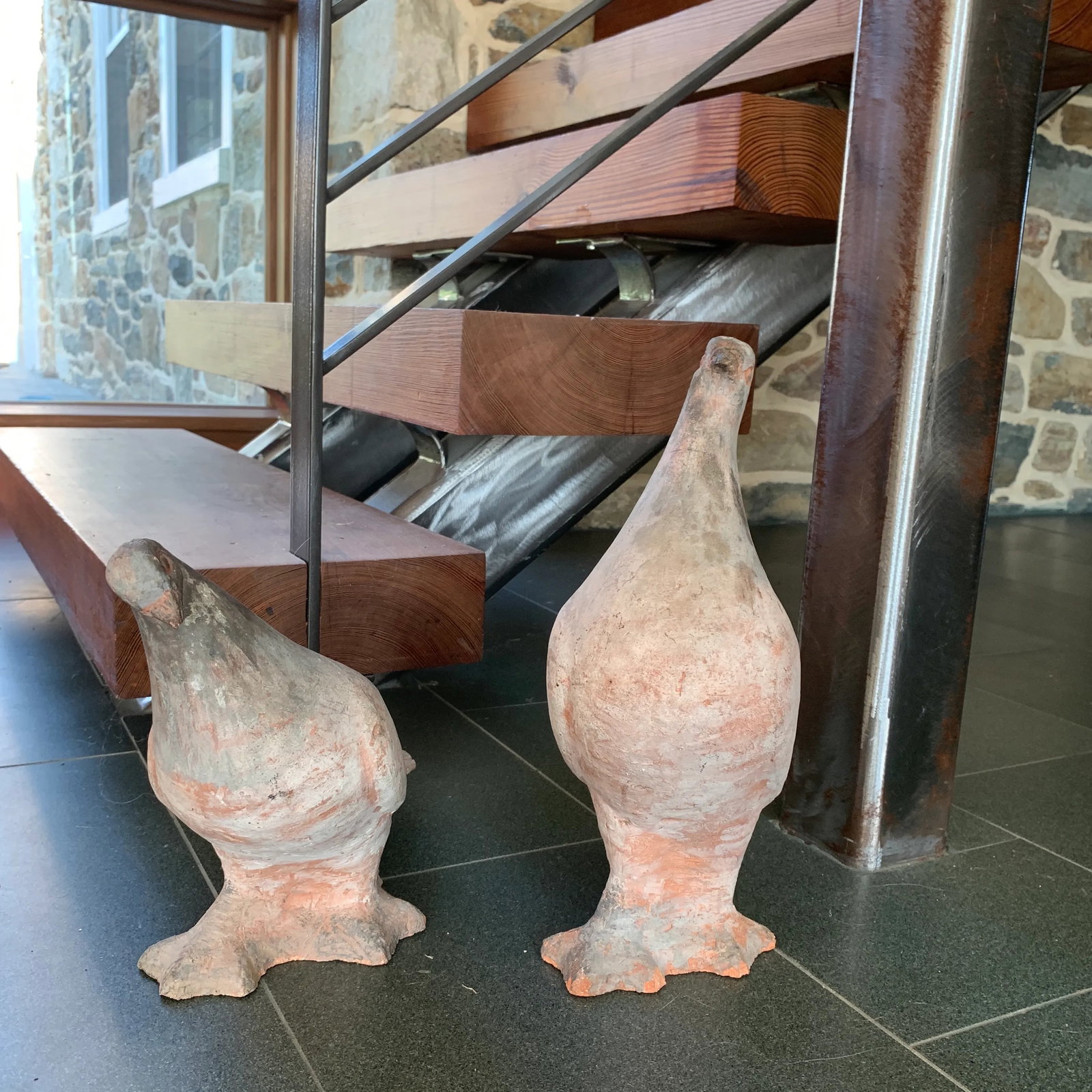 Mid 20th Century Decorative Terra Cotta Pigeon Set - Set of 2 - 3