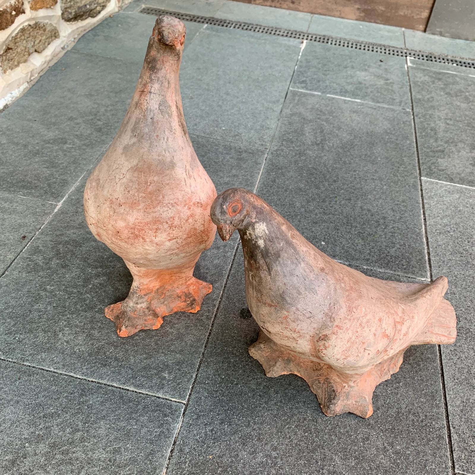 Mid 20th Century Decorative Terra Cotta Pigeon Set - Set of 2 - 9