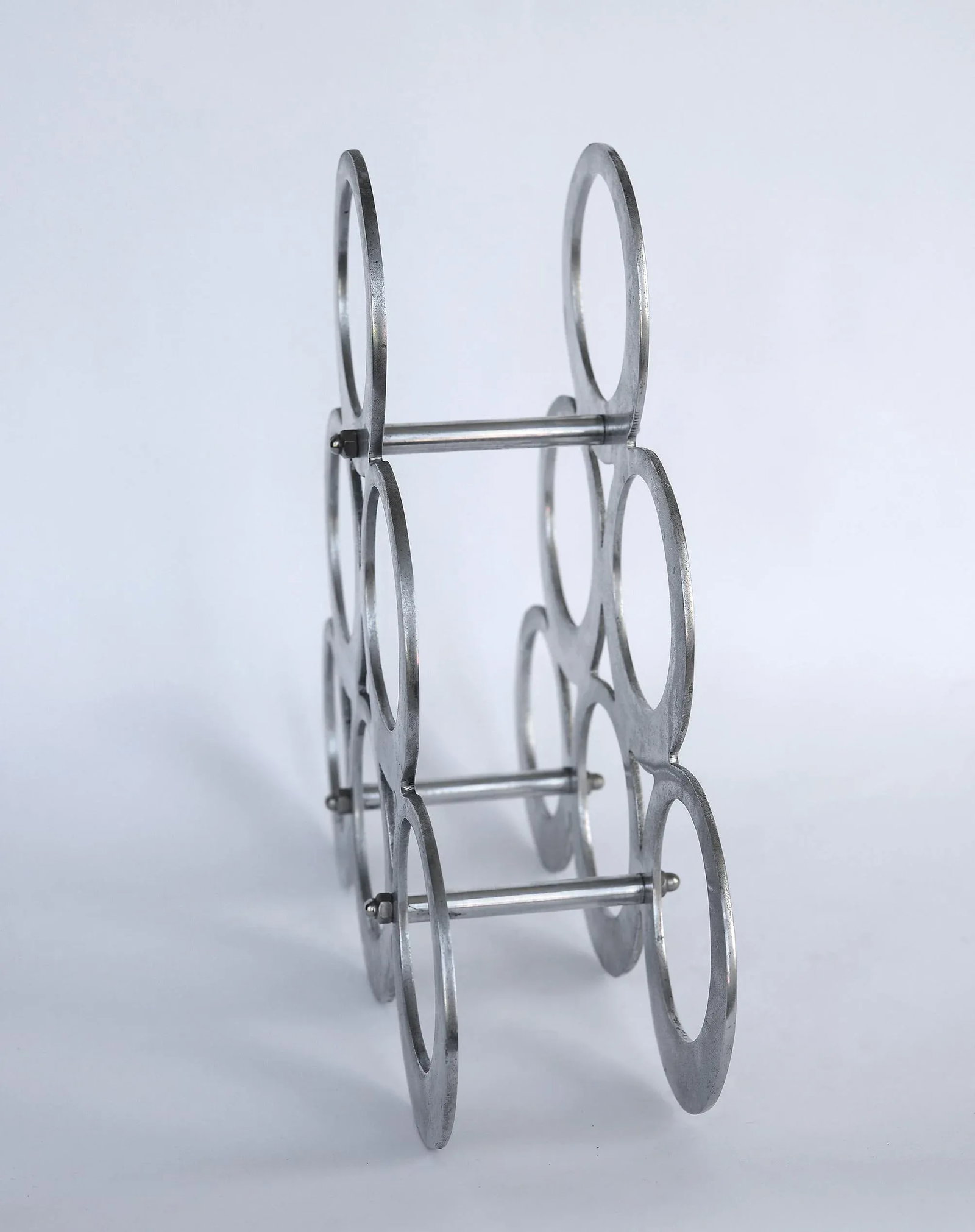 Vintage Mod Space Age 6-Ring Pyramid Aluminum Wine Rack - 3