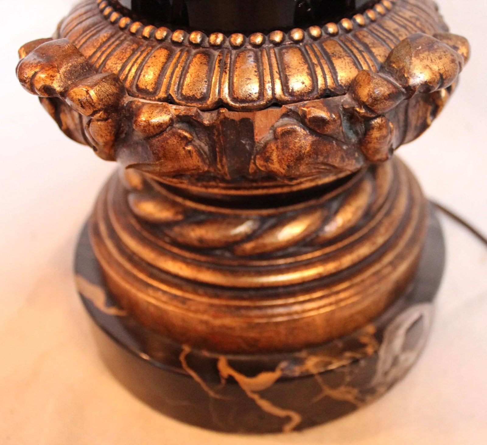 Vintage Black Porcelain Urn Lamp - 5