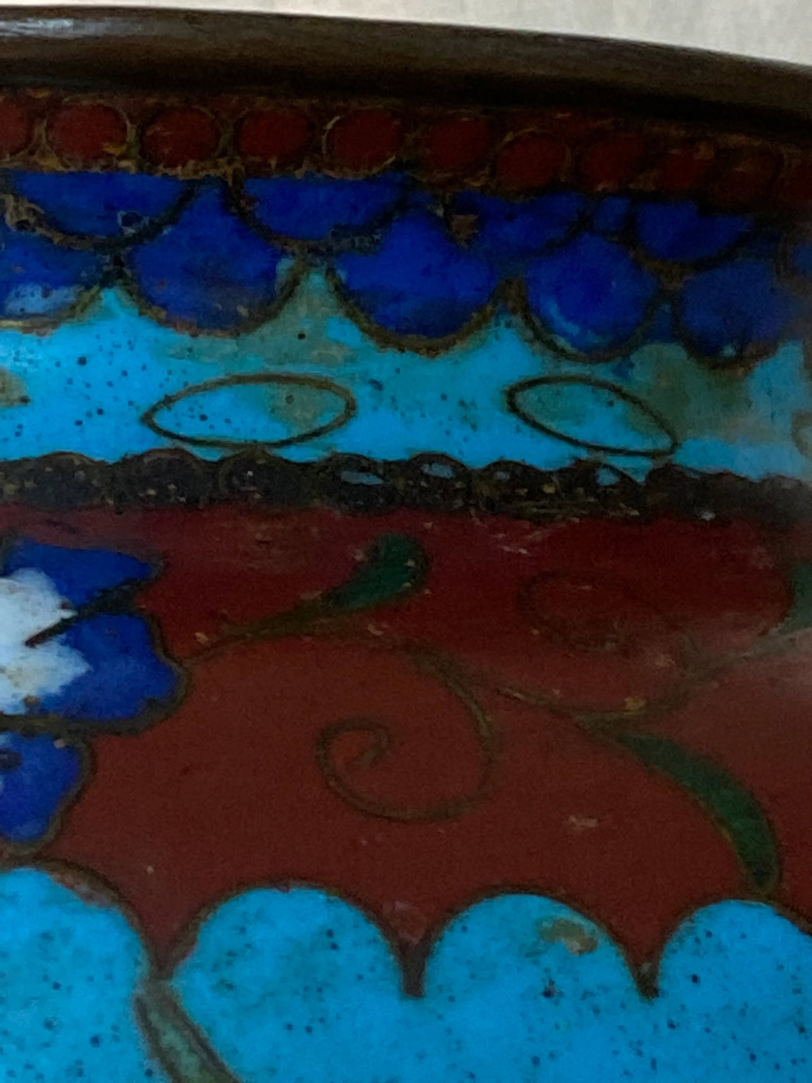 Antique Chinese Cloisonne Brush Pot - 11