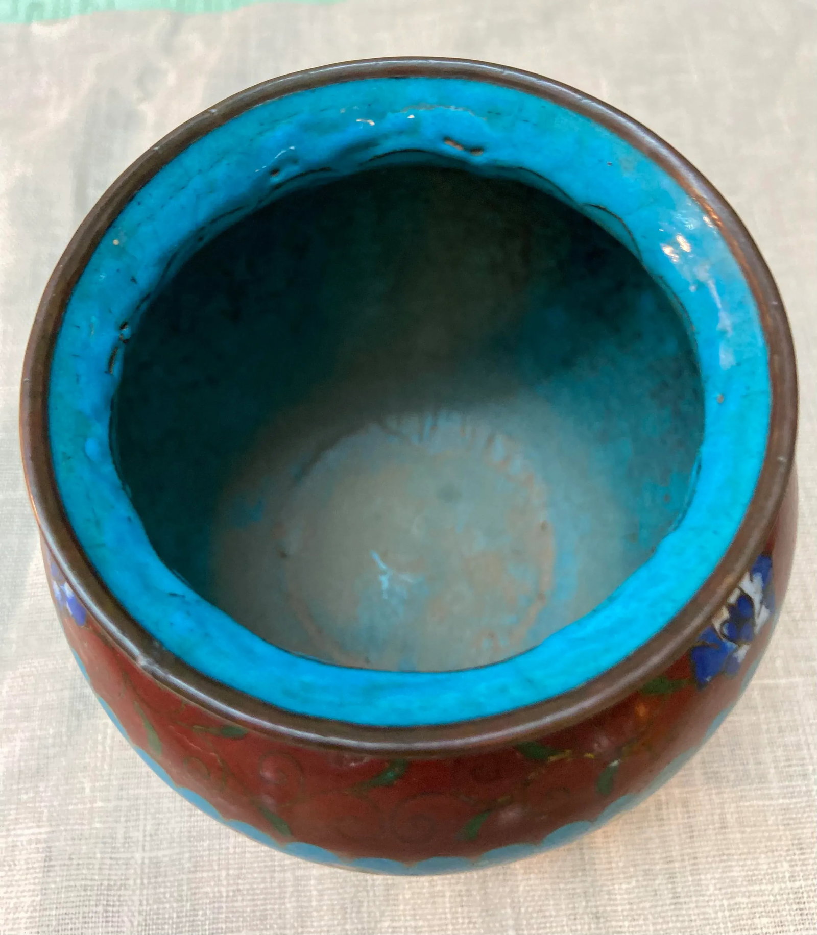 Antique Chinese Cloisonne Brush Pot - 2