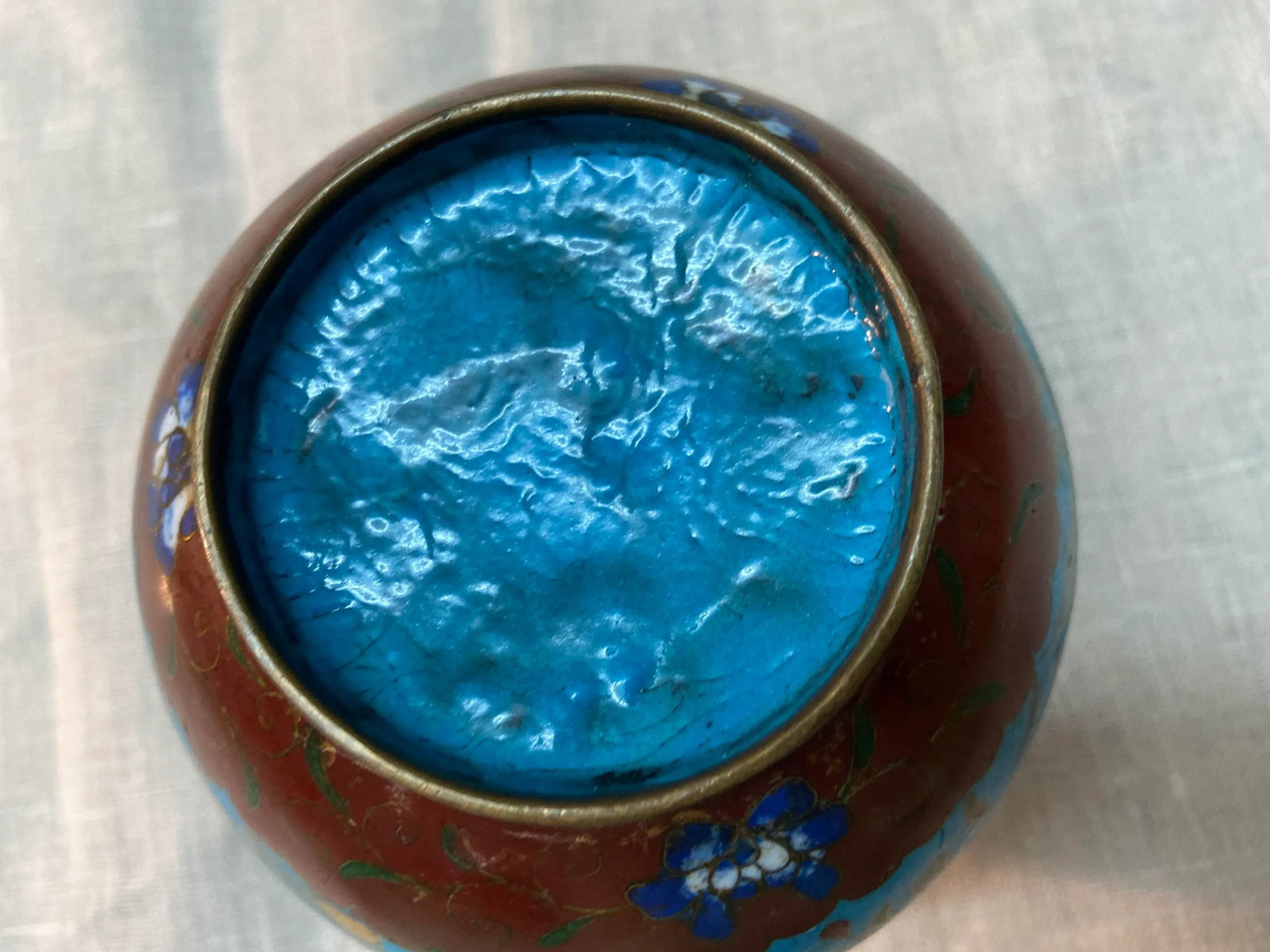 Antique Chinese Cloisonne Brush Pot - 5