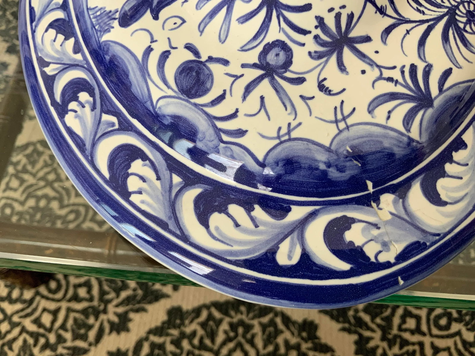 1980s Handmade Blue and White Covered Dish and Under Plate- 2 Pieces - 12