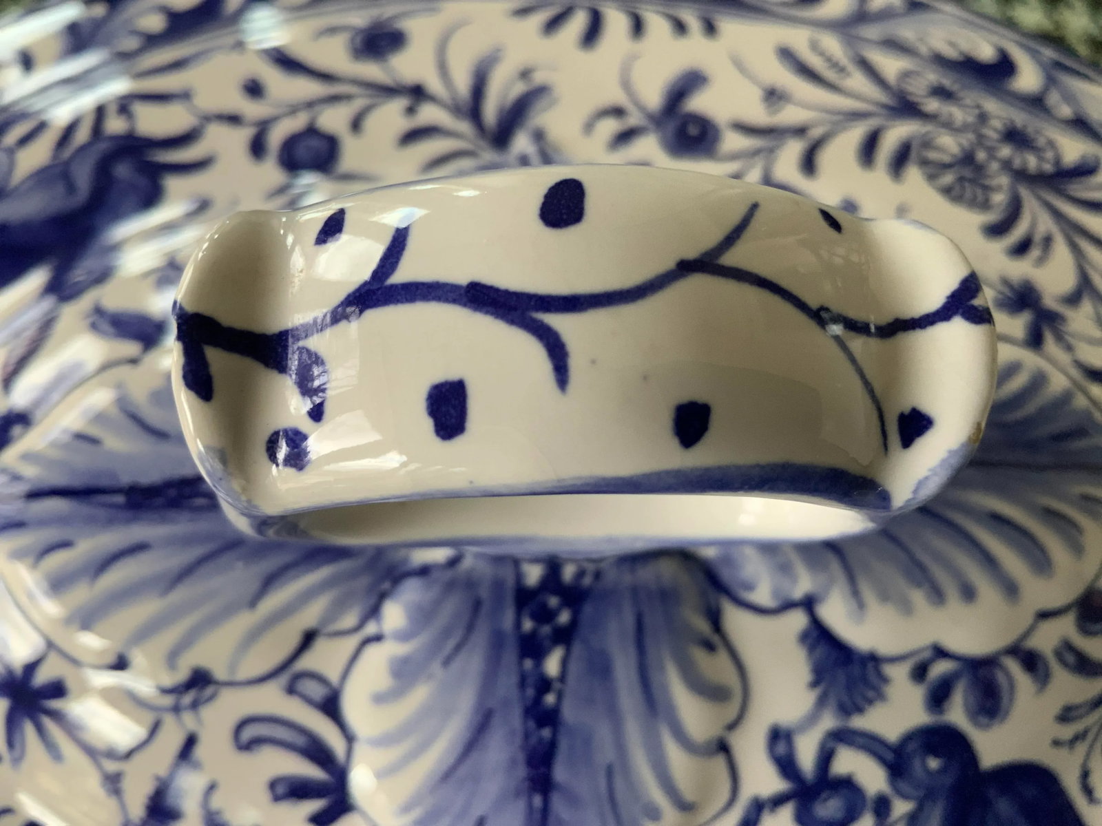 1980s Handmade Blue and White Covered Dish and Under Plate- 2 Pieces - 4