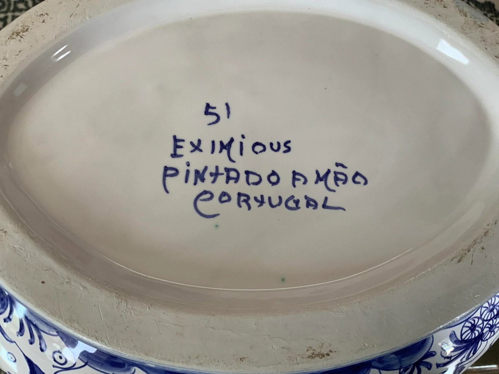 1980s Handmade Blue and White Covered Dish and Under Plate- 2 Pieces - 9