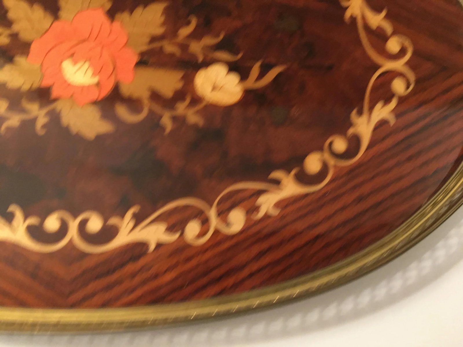 1970s Italian Oval Floral Inlay Tray - 4