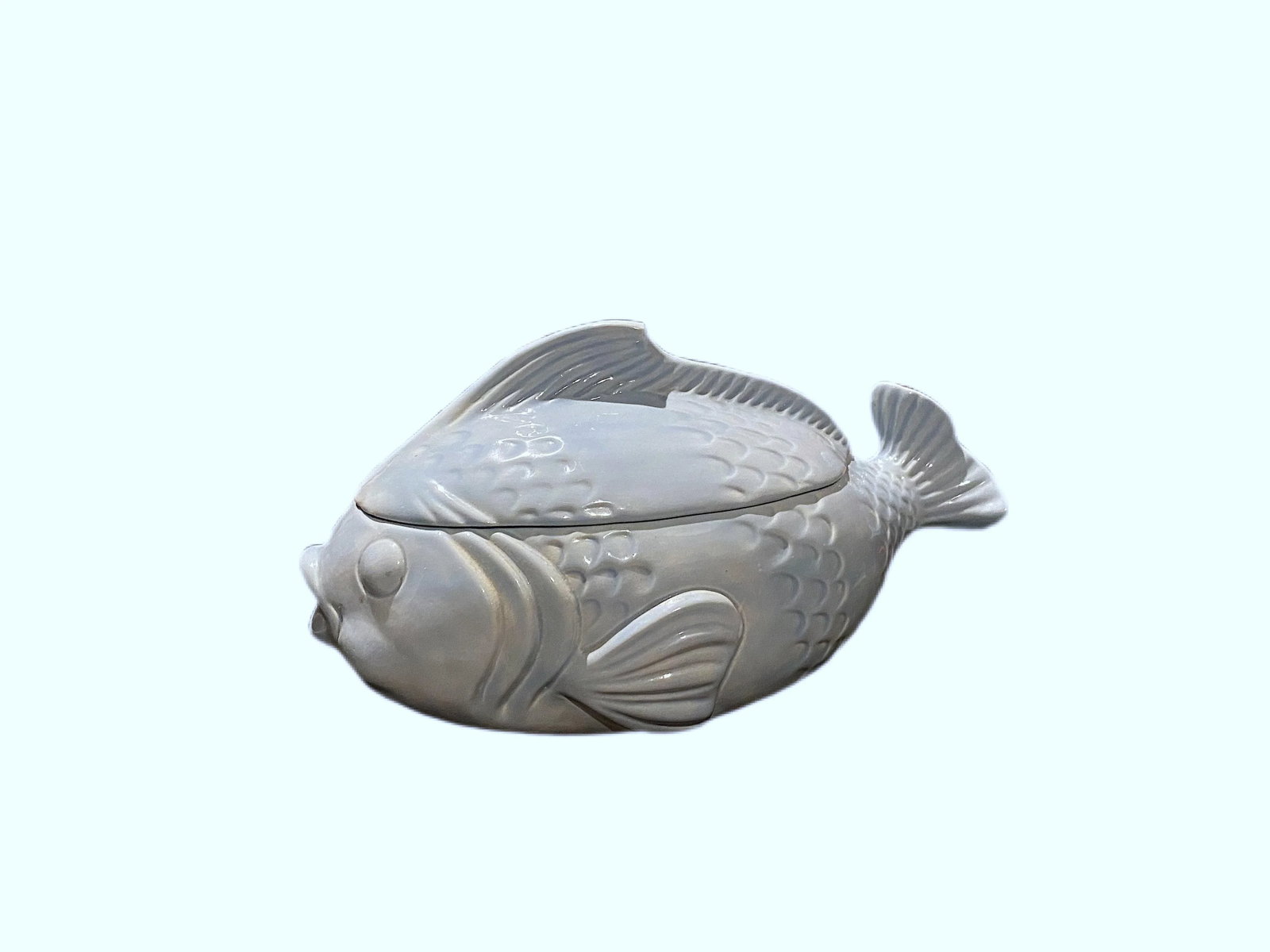 Vintage Figurative Blue Fish Lidded Serving Dish - 2