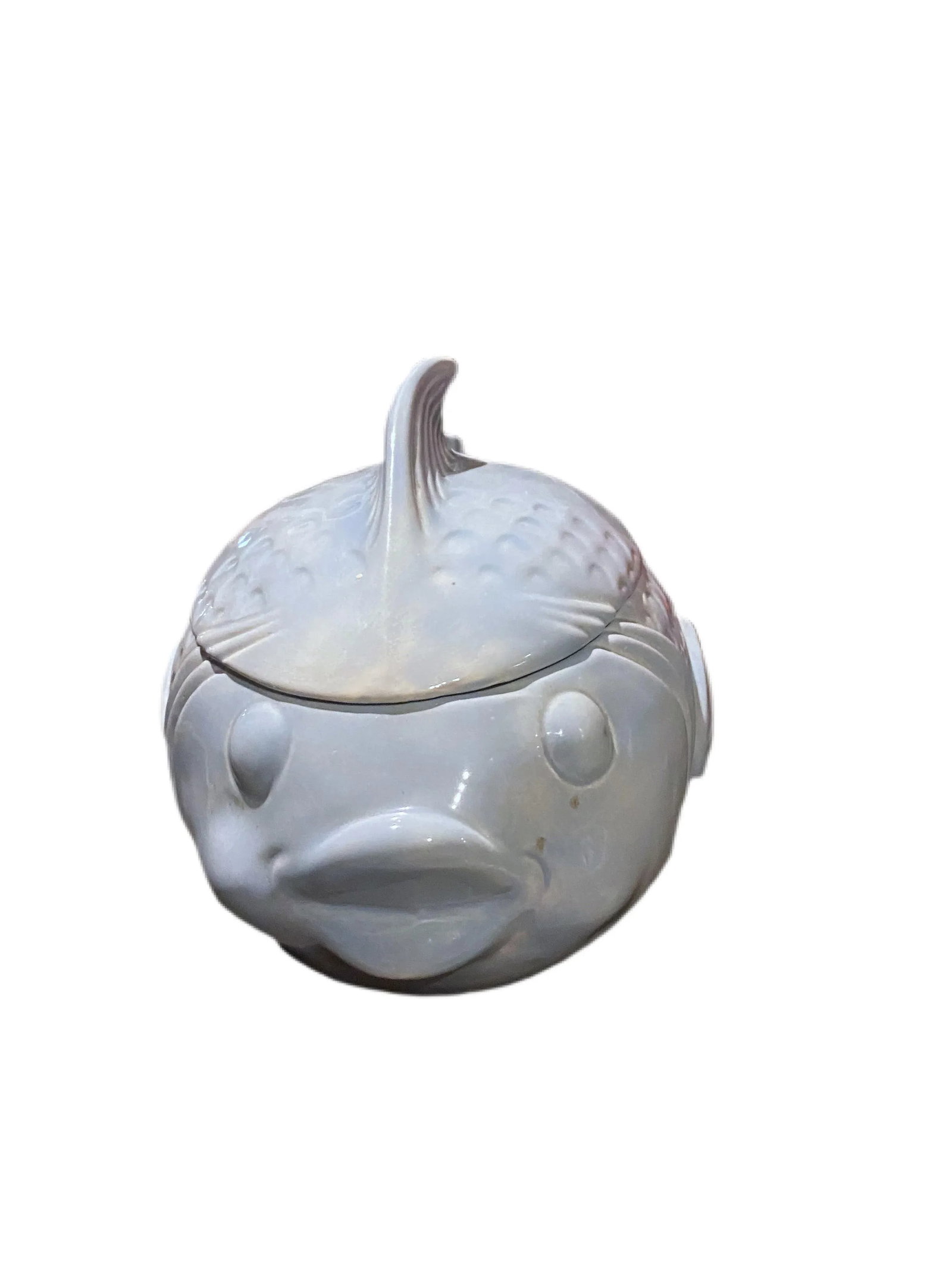 Vintage Figurative Blue Fish Lidded Serving Dish - 3