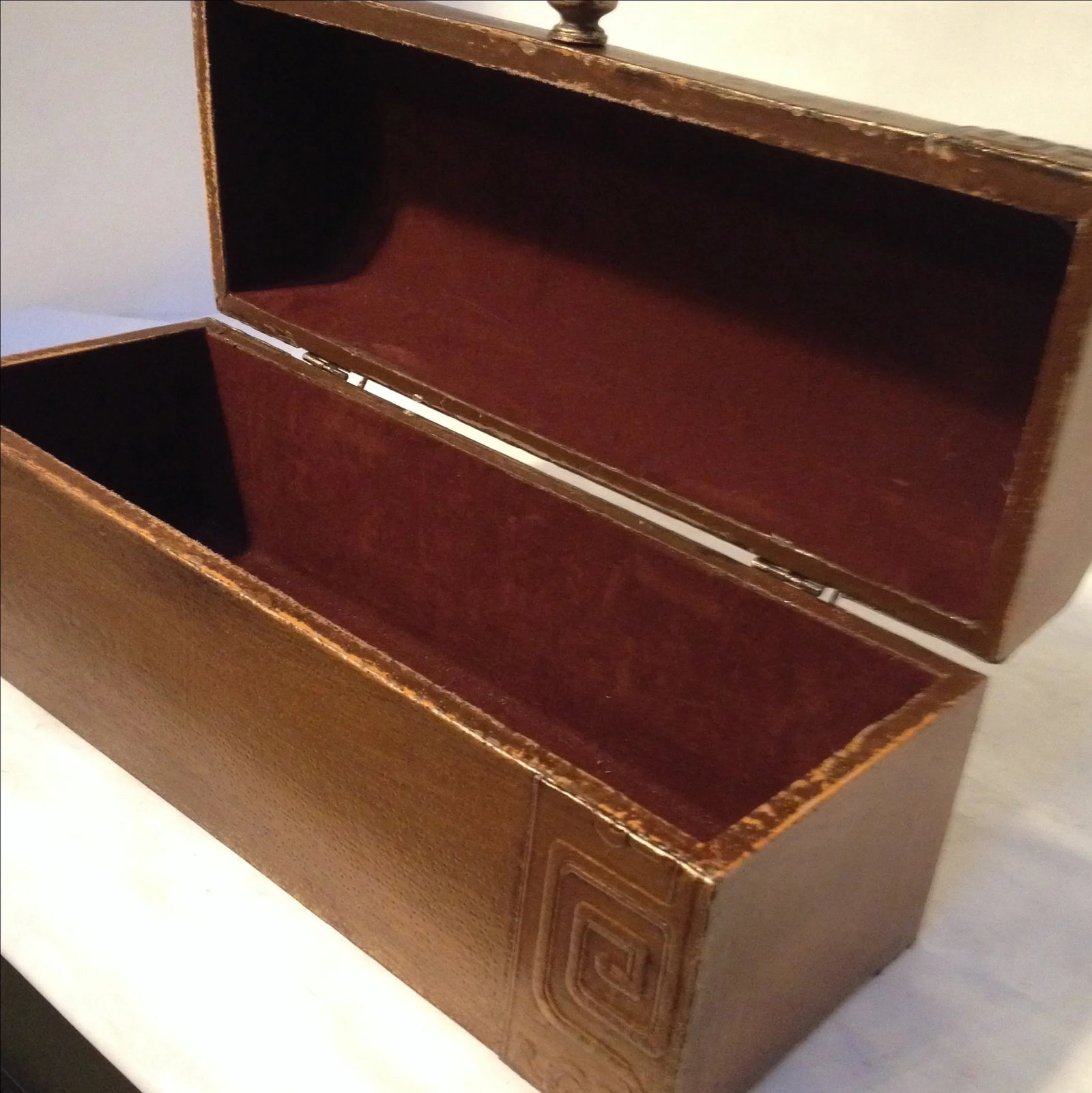 Sarreid Copper Leather Chest - 3