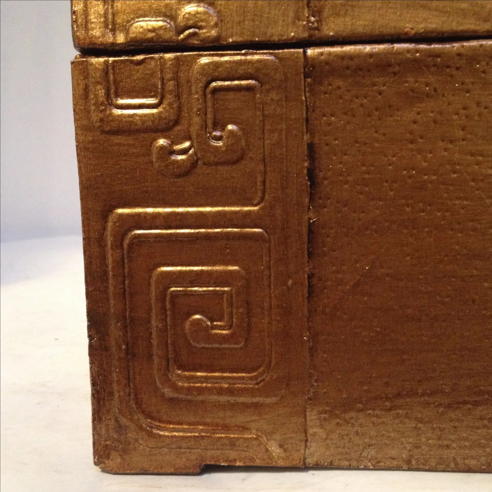Sarreid Copper Leather Chest - 4