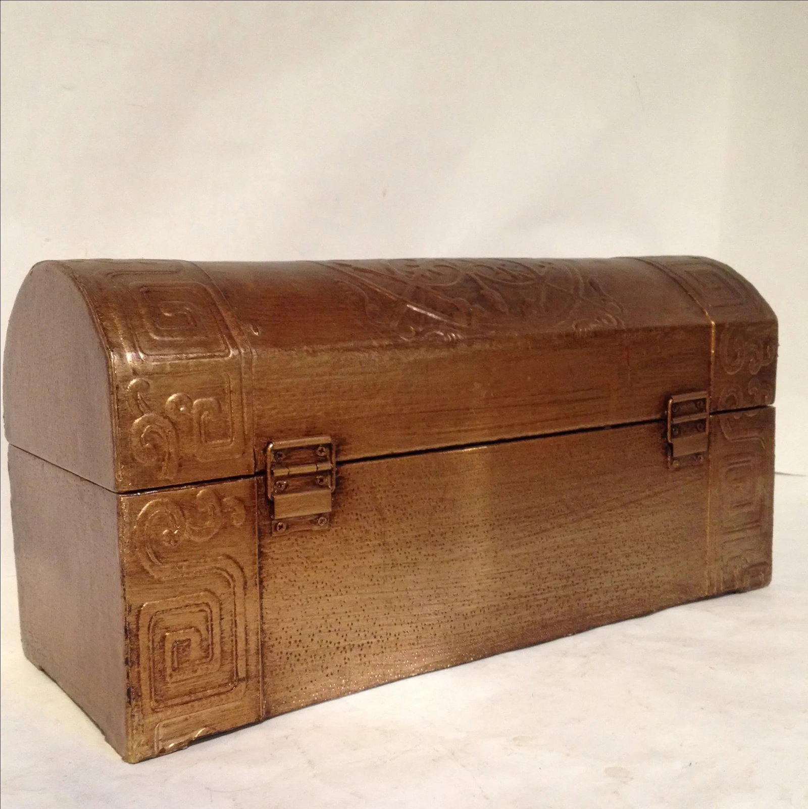 Sarreid Copper Leather Chest - 6