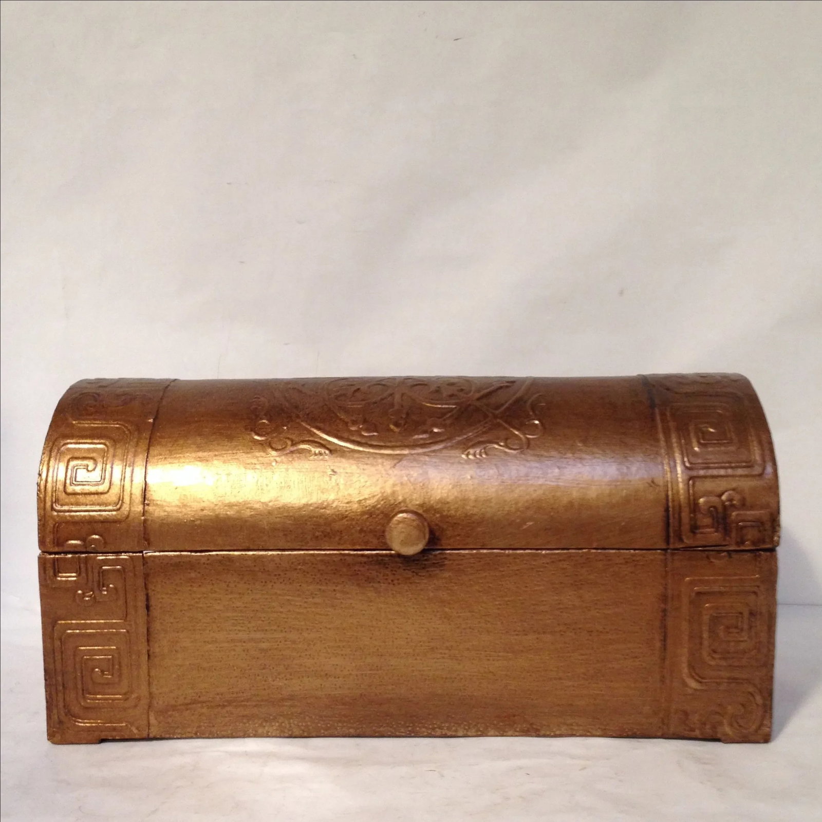 Sarreid Copper Leather Chest - 7
