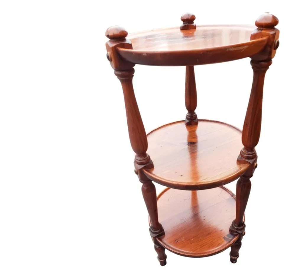 Ethan Allen Old Tavern Collection Pine 3 Tier Stand Etagere Table, Circa 1970s - 3