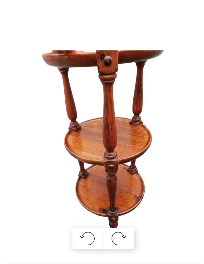 Ethan Allen Old Tavern Collection Pine 3 Tier Stand Etagere Table, Circa 1970s - 4