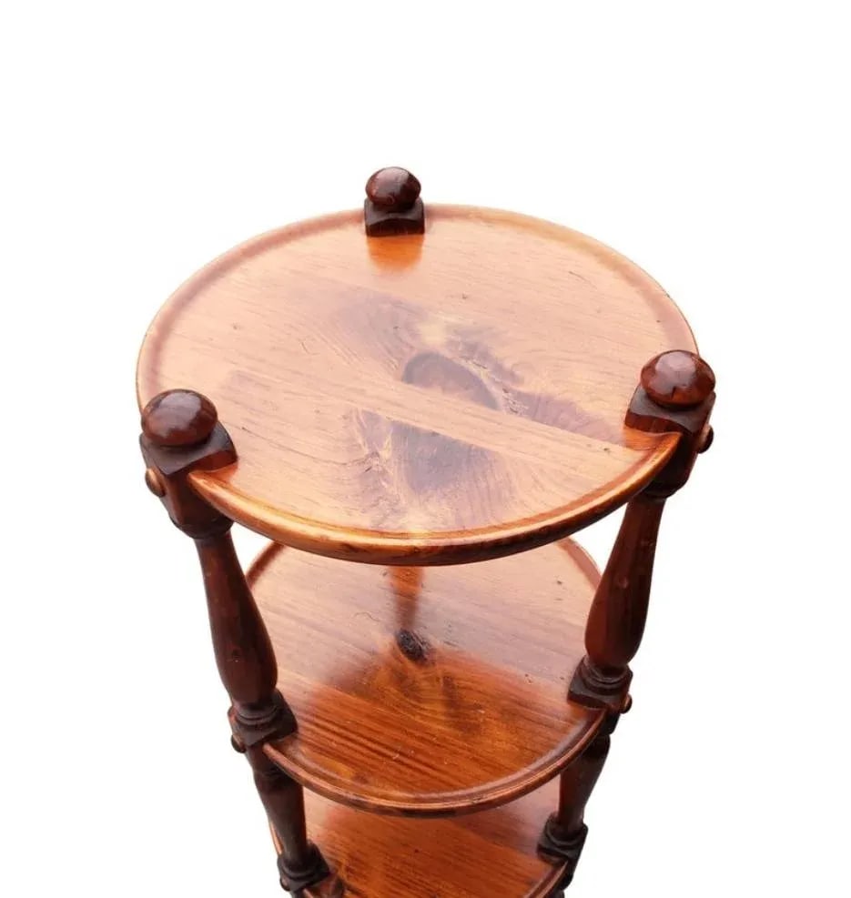 Ethan Allen Old Tavern Collection Pine 3 Tier Stand Etagere Table, Circa 1970s - 5