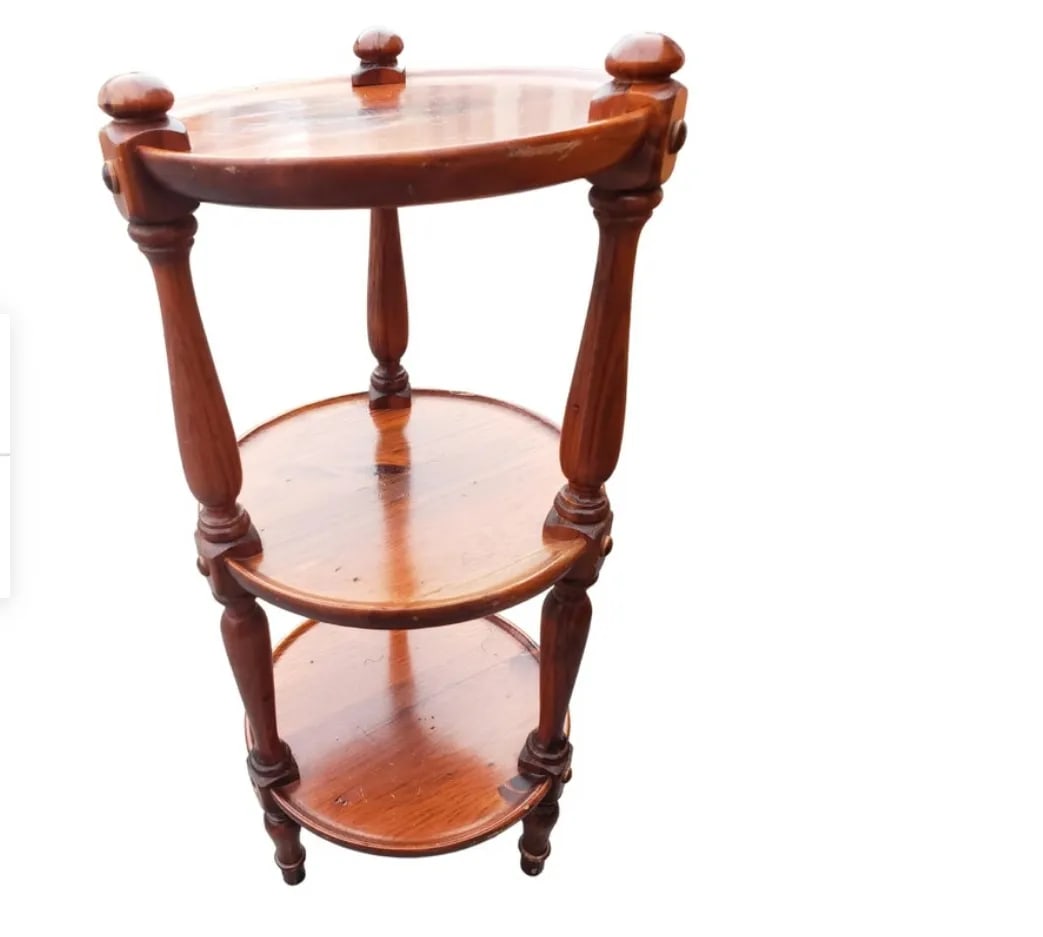 Ethan Allen Old Tavern Collection Pine 3 Tier Stand Etagere Table, Circa 1970s - 6