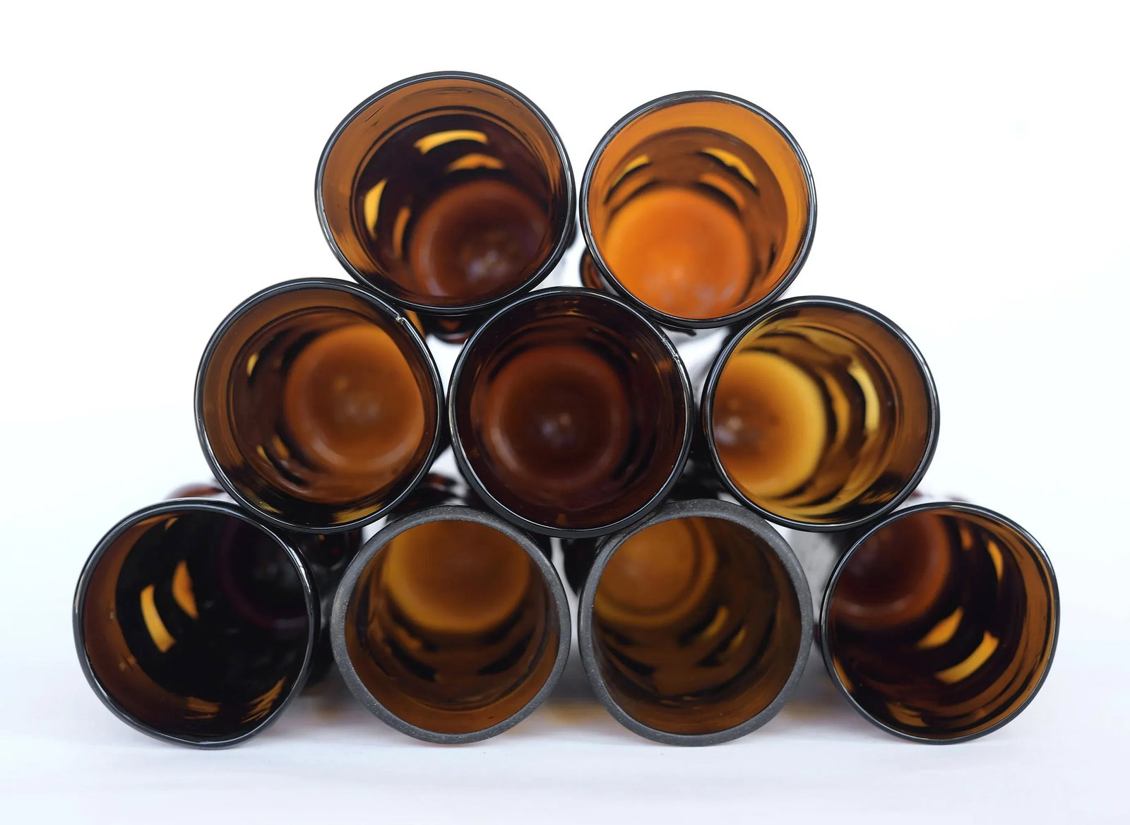 Mid Century Felipe Derflingher Brutalist Amber Imprisoned Glasses Tumblers - Set of 9 - 6
