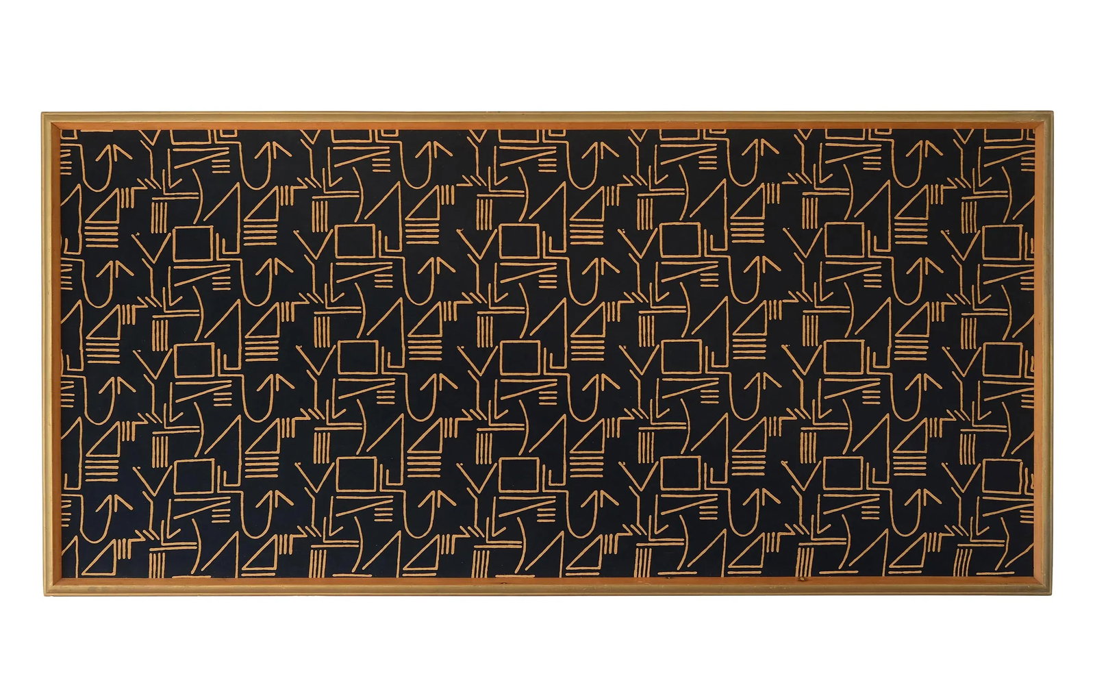 Large Vintage Modernist Abstract Graphic Line Pattern Textile Art Wall Hanging, Framed - 12