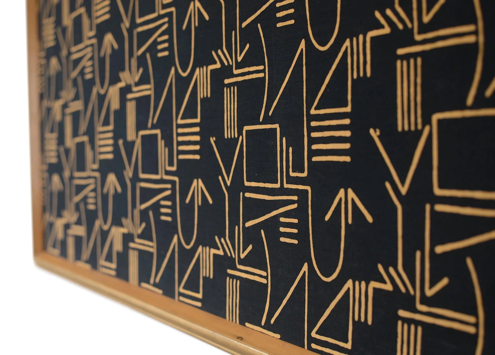 Large Vintage Modernist Abstract Graphic Line Pattern Textile Art Wall Hanging, Framed - 4