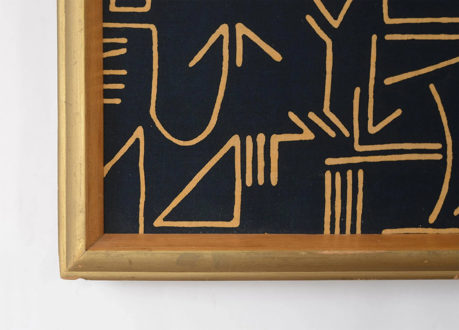 Large Vintage Modernist Abstract Graphic Line Pattern Textile Art Wall Hanging, Framed - 6