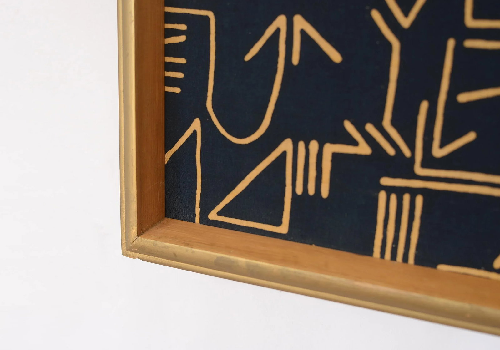 Large Vintage Modernist Abstract Graphic Line Pattern Textile Art Wall Hanging, Framed - 7