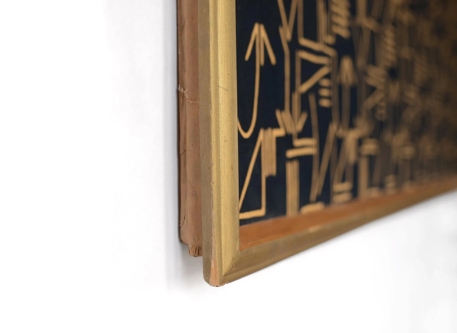 Large Vintage Modernist Abstract Graphic Line Pattern Textile Art Wall Hanging, Framed - 9