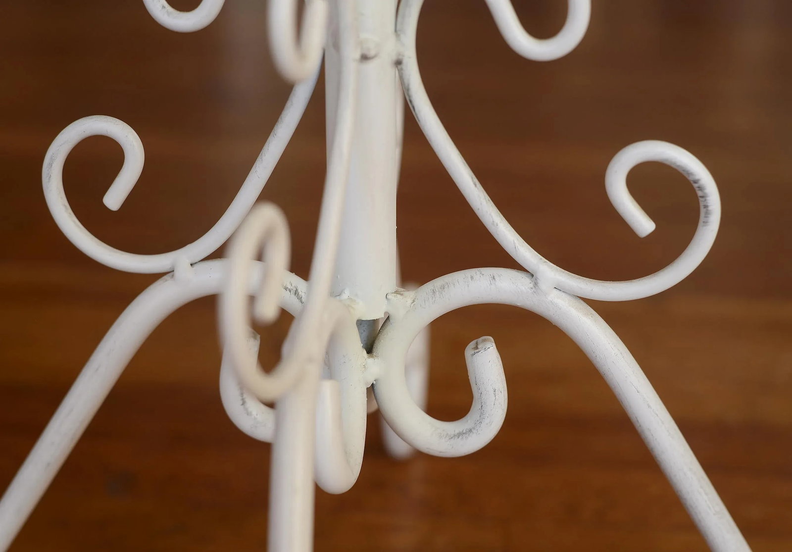 Vintage Sculptural French Country White Metal Candelabra Stand - 12