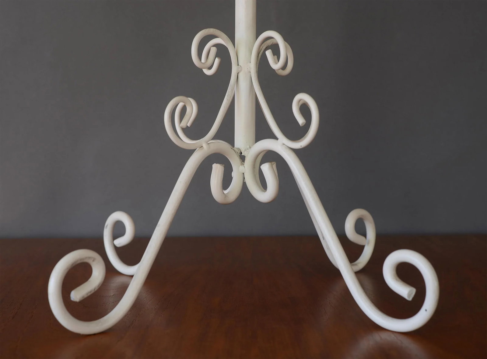Vintage Sculptural French Country White Metal Candelabra Stand - 6