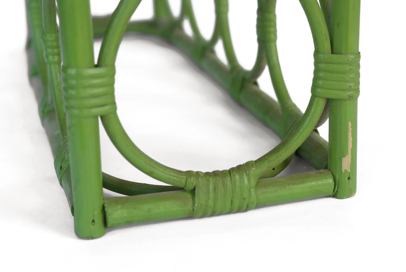 Vintage 1970s Boho Green Rattan 12-Bottle Wine Rack - 11