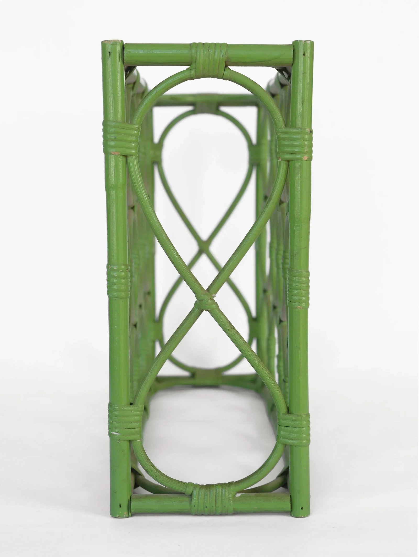 Vintage 1970s Boho Green Rattan 12-Bottle Wine Rack - 7
