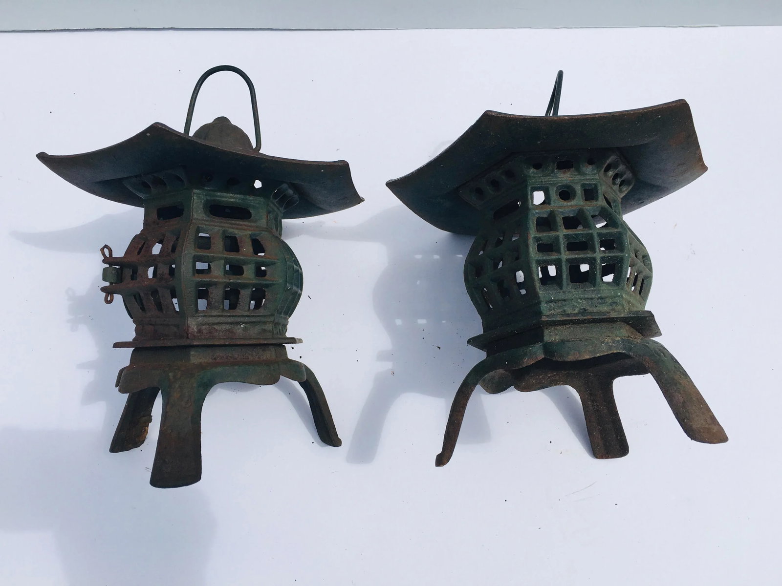 1970s Japanese Iron Garden Lanterns - a Pair - 2