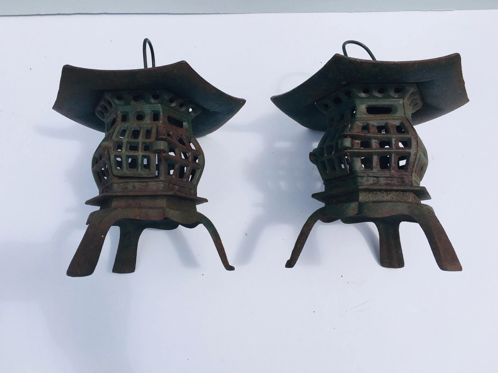 1970s Japanese Iron Garden Lanterns - a Pair - 4
