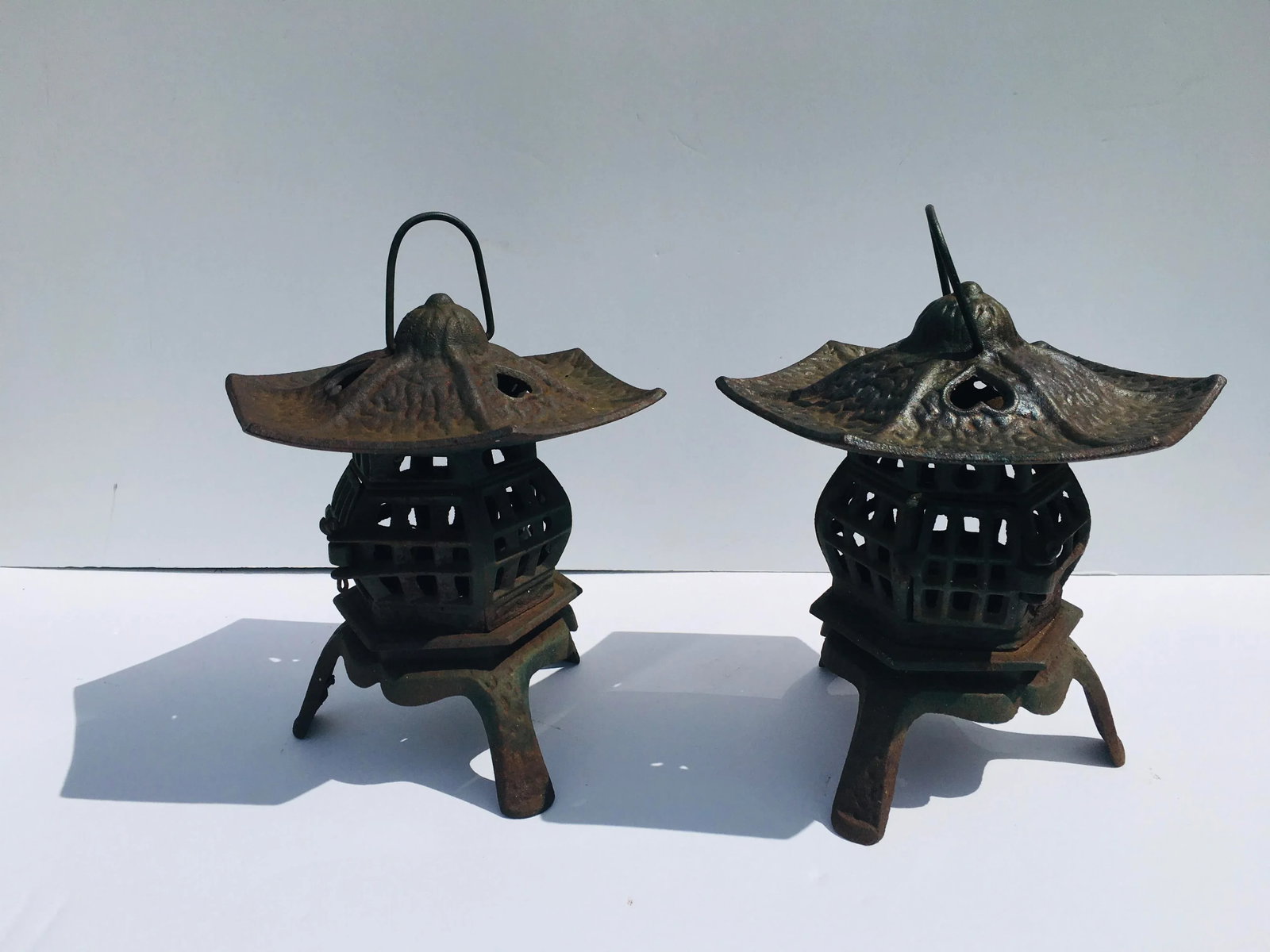 1970s Japanese Iron Garden Lanterns - a Pair - 5