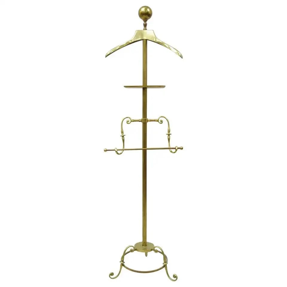 Mid 20th Century Glo-Mar Brass Cannonball Art Deco Gentleman's Suit Clothing Valet Stand With Adjust - 10