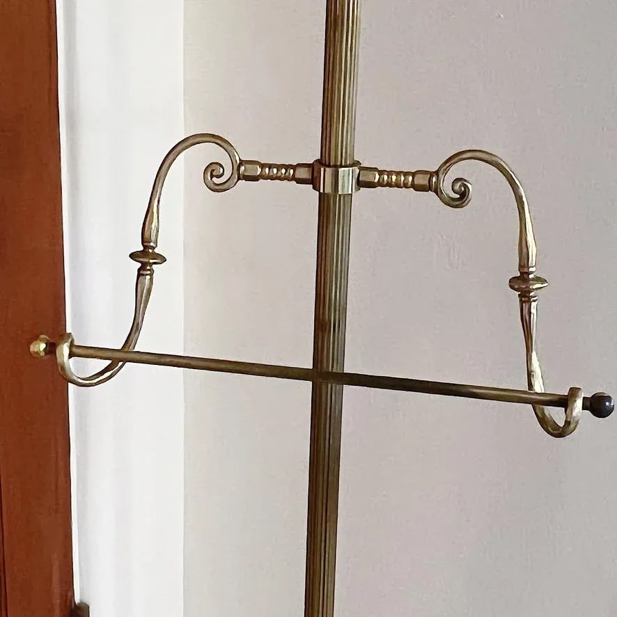 Mid 20th Century Glo-Mar Brass Cannonball Art Deco Gentleman's Suit Clothing Valet Stand With Adjust - 5