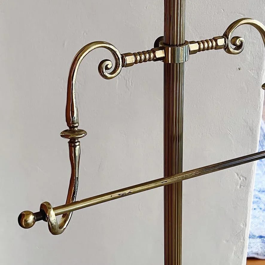 Mid 20th Century Glo-Mar Brass Cannonball Art Deco Gentleman's Suit Clothing Valet Stand With Adjust - 8