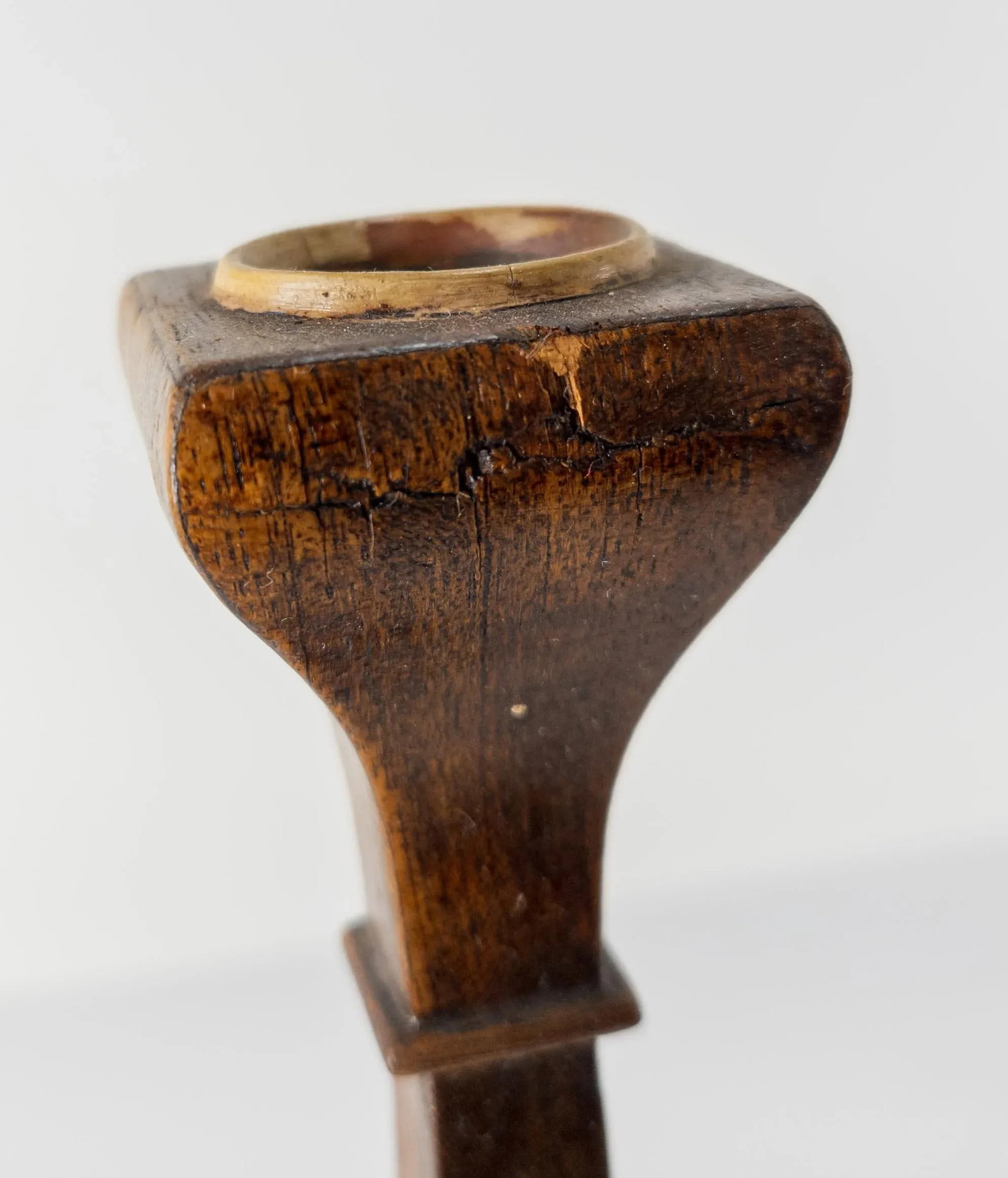 Early 20th Century Walnut Veneer Candlesticks- a Pair - 9