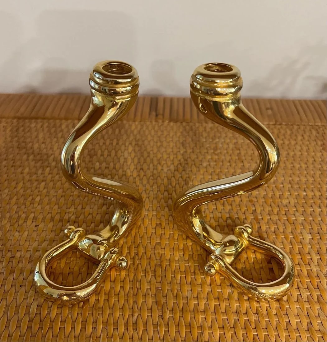 Gucci Vintage Horse Bit Candleholders - a Pair - 3