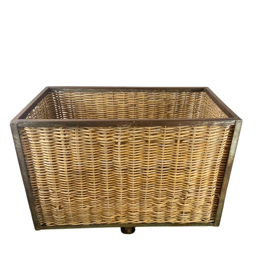 1940s French Wicker Rolling Cart - 13
