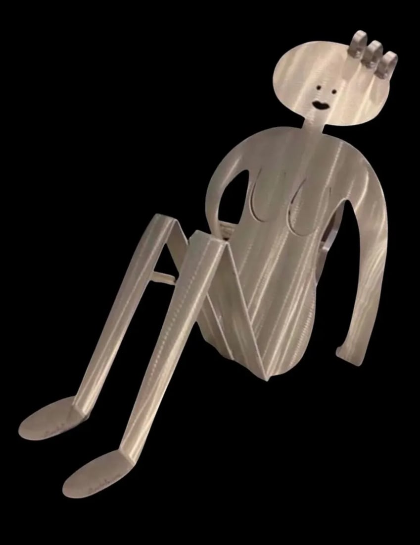 Sale Postmodern Fred Garbotz Aluminum Figural Woman Sculpture Magazine & Record Album Holder Post Mo - 2