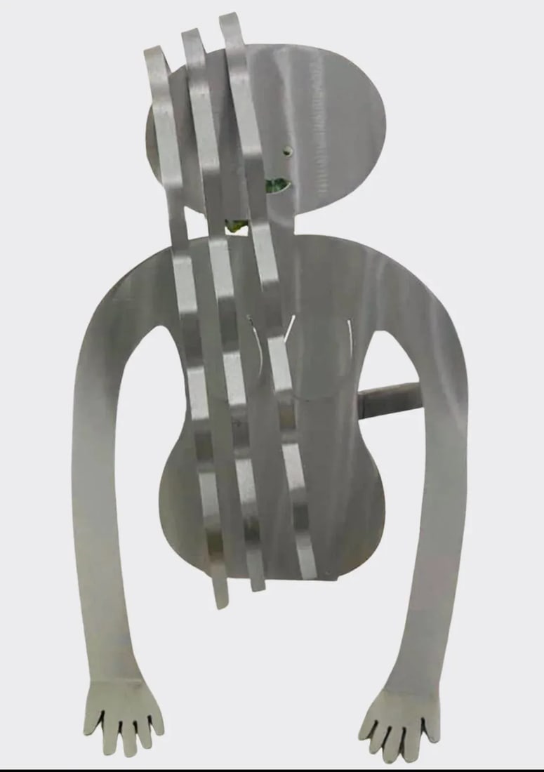 Sale Postmodern Fred Garbotz Aluminum Figural Woman Sculpture Magazine & Record Album Holder Post Mo - 7