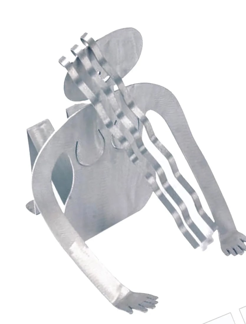Sale Postmodern Fred Garbotz Aluminum Figural Woman Sculpture Magazine & Record Album Holder Post Mo - 8