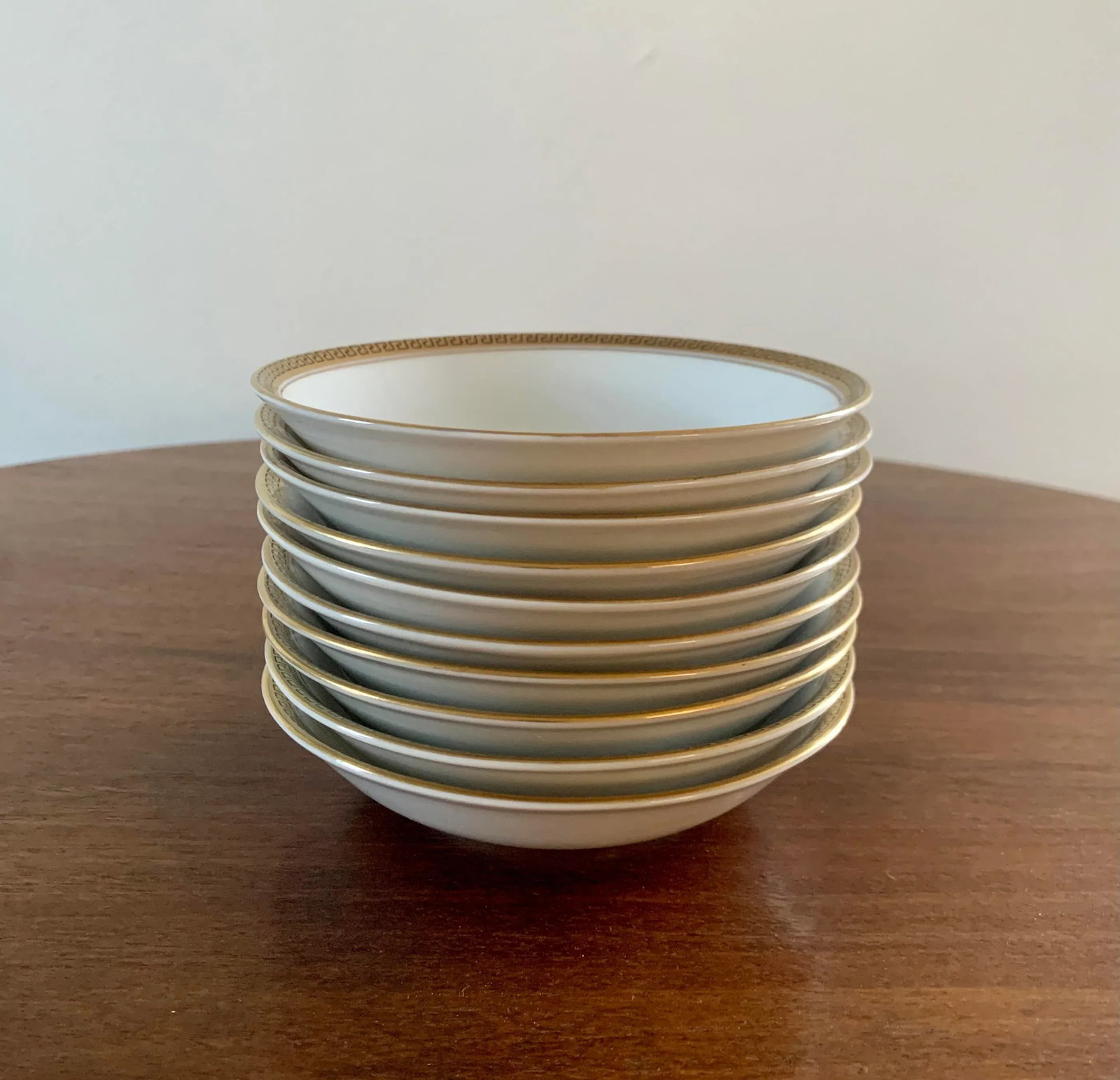 Antique German Greek Key Rimmed Berry Bowls by Kpm, 1920s - 2