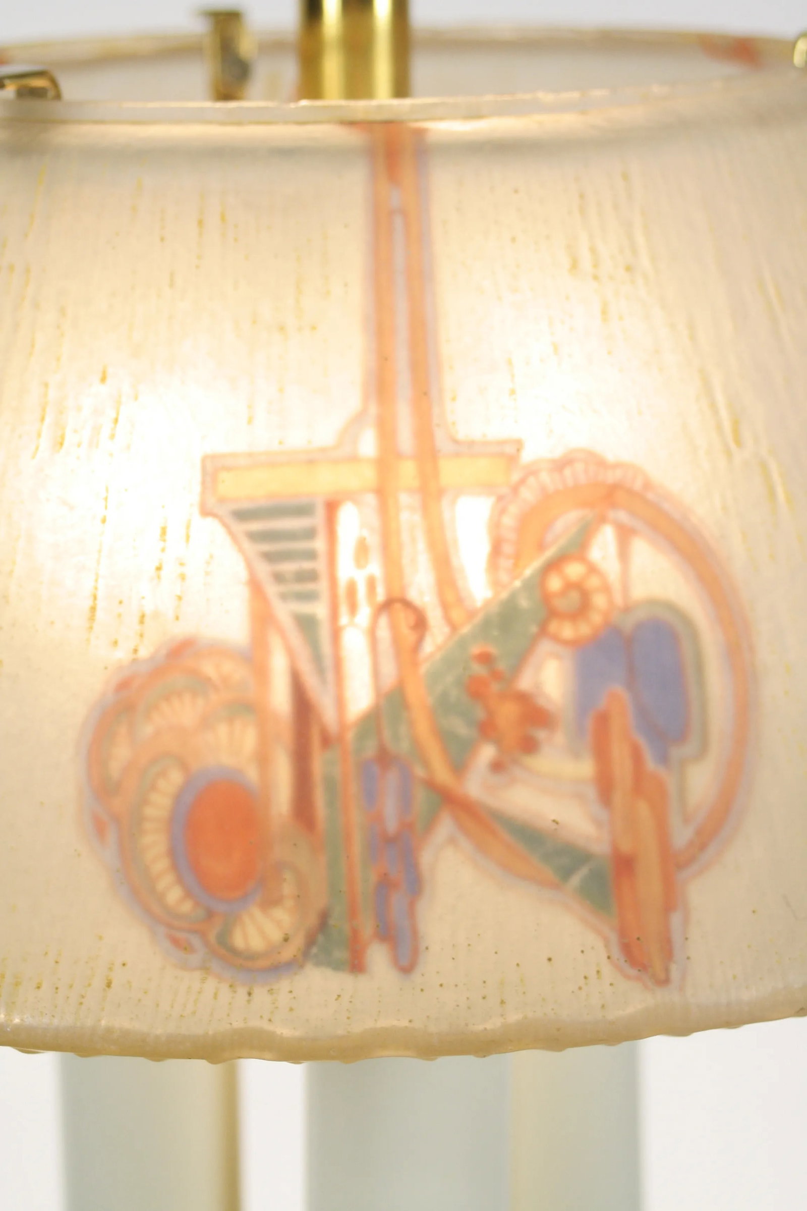 1920s Lightolier "Dinolier" Chandelier With Nouveau or Deco Patterned Shade #2203 - 5