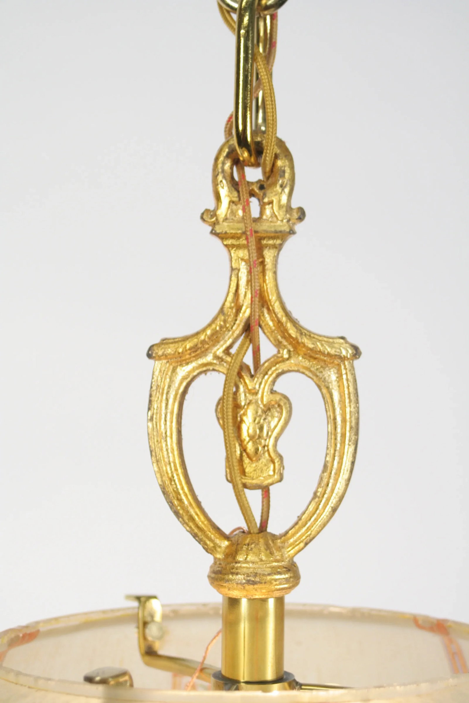 1920s Lightolier "Dinolier" Chandelier With Nouveau or Deco Patterned Shade #2203 - 8